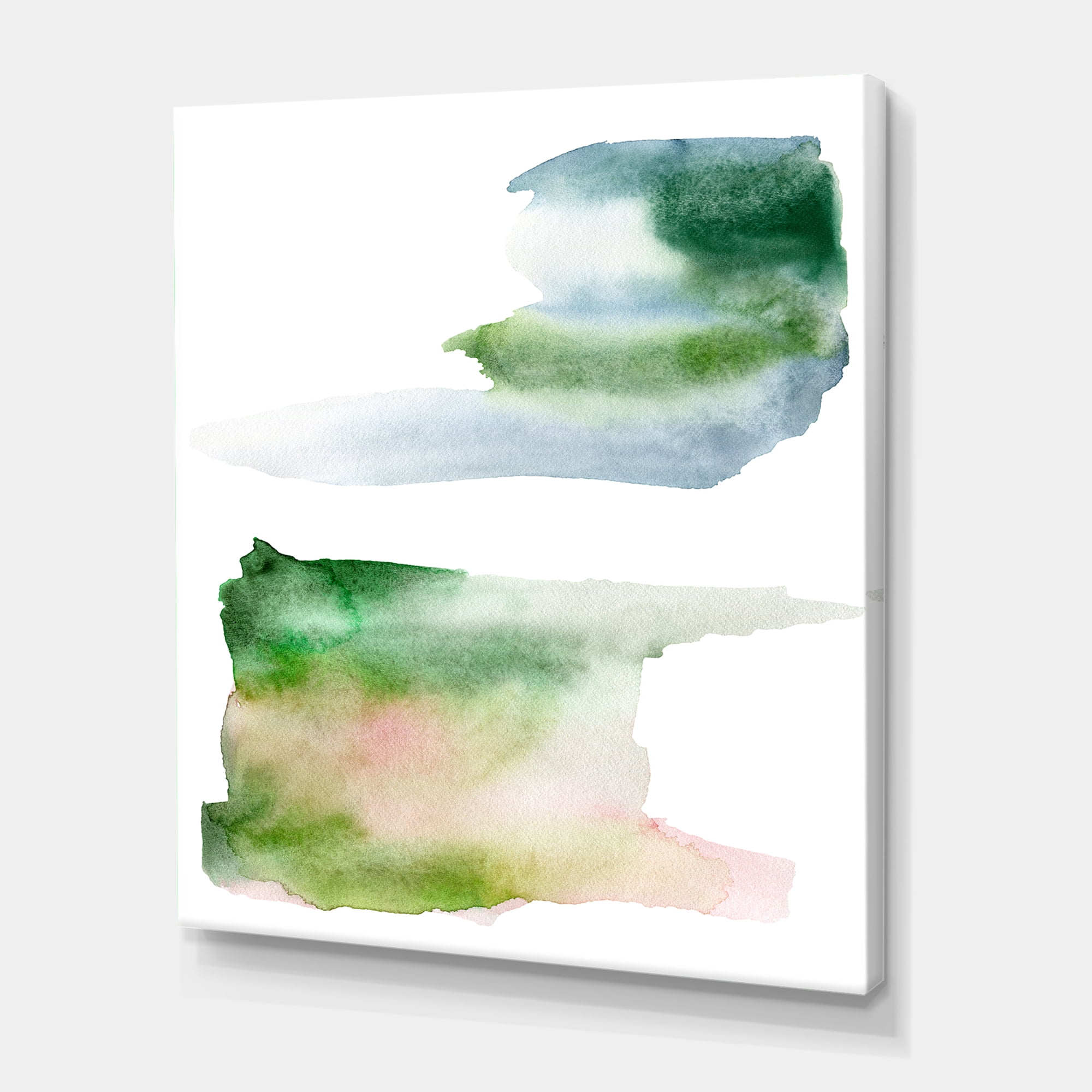 Designart ' Blue Green and Pink Spots Clouds ' Modern Canvas Wall Art Print