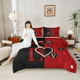 thumbnail image 2 of Castle Fairy Valentine's Day 3-Piece Full Comforter Set: Love Heart Geometric Lattice Reversible Couple Decor, 2 of 8