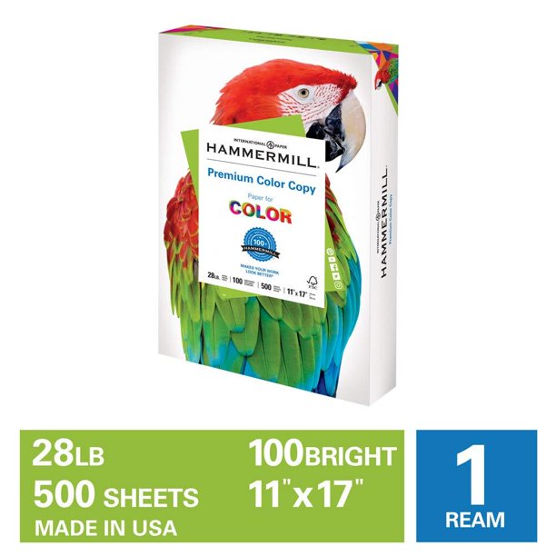 Hammermill Premium Color Copy 28lb Paper, 11x17, 1 Ream, 500 Sheets