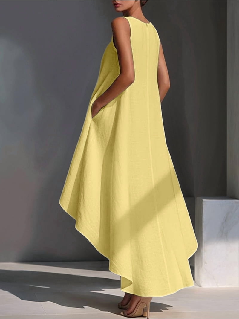 Women's High Low Hem Sleeveless Long Flowy Resort Maxi Dress for Summer Casual Beach Vacation Green XXL