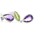 thumbnail image 3 of Galaxy Gold 14k White Gold Dangle Earrings with Peridots and Amethysts, 3 of 5