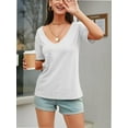 thumbnail image 2 of Women Large V-Neck Short Sleeve Bottoming Shirt, 2 of 7