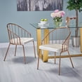 thumbnail image 2 of Noble House Gavin Modern Velvet Dining Chair with Stainless Steel Frame, Set of 2, Beige, Rose Gold, 2 of 8
