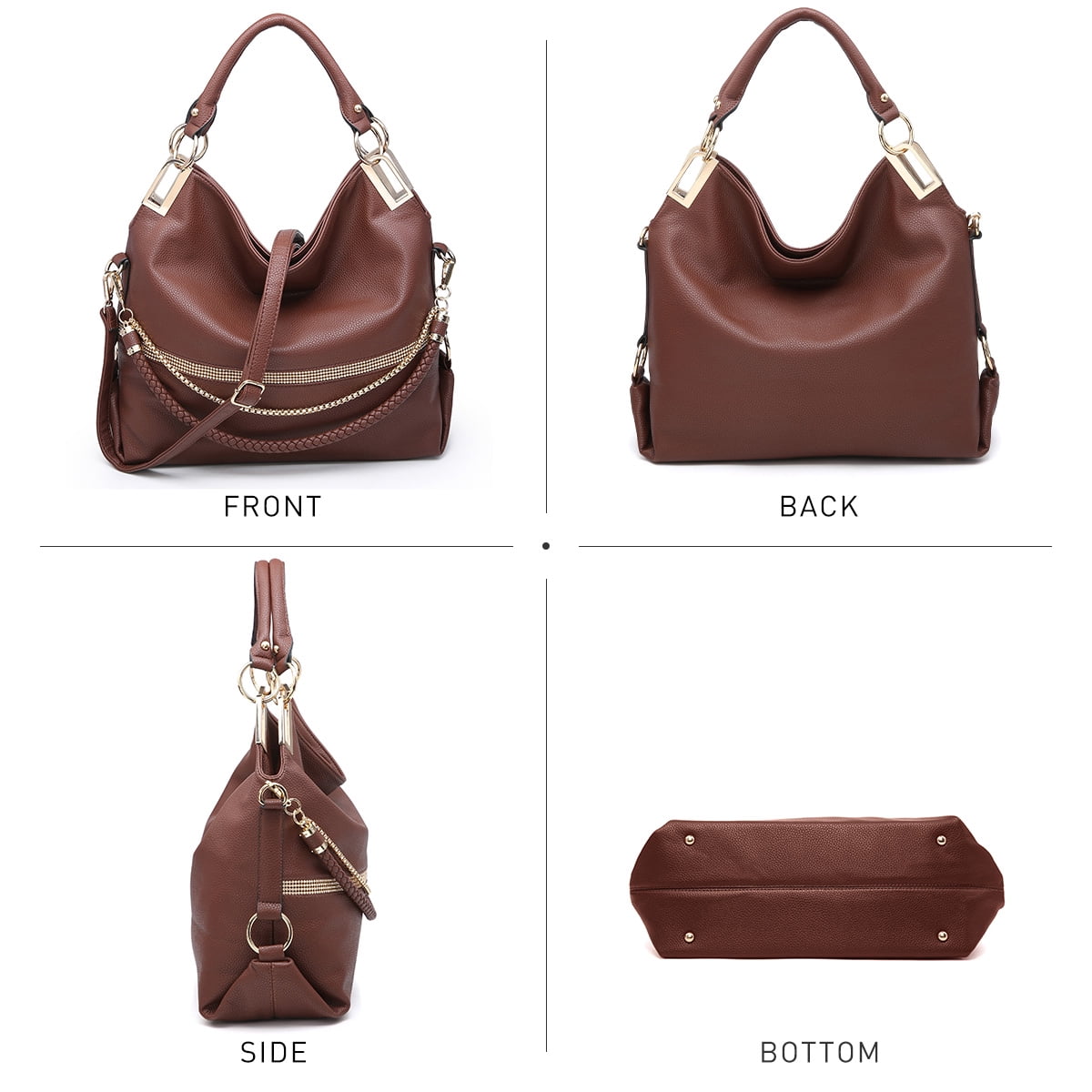 Dasein Hobo Bags for Women Soft Faux Leather Purses and Handbags Large Hobo Purse Shoulder Bag with Rhinestones