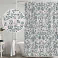 thumbnail image 4 of Farmhouse Shower Curtain Set - Extra Long 72" x 96" Washable Bathtub Curtain with 12 Hooks, Teal Blue Green Vintage Flower Leaf Plant Waterproof Fabric Stall Shower Curtains for Bathroom Décor, 4 of 6