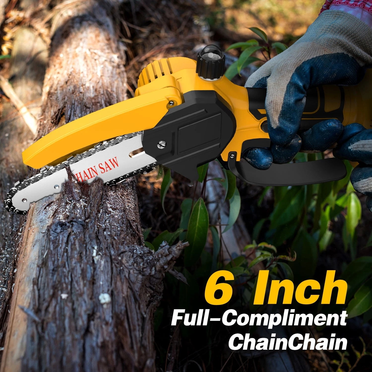 Cordless Pole Saw and Mini Chainsaw, 2-IN-1 Pole Chainsaw,Brushless Electric Pole Saw Battery Powered 4in/6in Chainsaw, 59 Inch Max Reach Tree Trimmer Pole Saw, Yellow