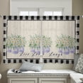 thumbnail image 4 of French Country Floral,Semi Sheer Curtains 45 Inch Length 2 Panels Set,Purple Daisy Farmhouse Black White Check Sheer Kitchen Curtain Voile Window Curtain for Living Room Bedroom Rod Pocket Drapes, 4 of 7