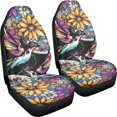 thumbnail image 3 of XYZCANDO Hummingbird Floral Pattern Car Seat Covers Elastic Fabric Soft Front Seat Covers Interior Car Interior, Thin Anti-Scratch Sedan SUV, 3 of 10