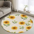 thumbnail image 3 of Yellow Sunflower Round Area&nbsp;Rug 3ft Spring Watercolor Floral Leaf Plant Linen Texture Non-Slip&nbsp;Washable Circle Rugs Soft Felt Indoor Floor Mat for Bedroom Kitchen Living Room Bathroom, 3 of 9