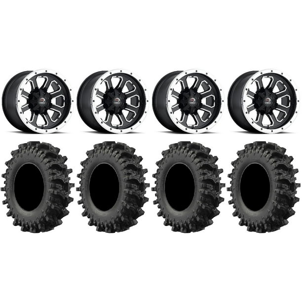 Vision Commander Black 14" Wheels 30" MotoSlayer Tires Honda Pioneer