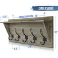 thumbnail image 2 of BizChair Rustic Wall Mounted Coat Rack Shelf - Wooden Country Style 24" Entryway Shelf with Hooks - Solid Pine Wood - For Entryway, Kitchen, Bathroom (Rustic), 2 of 9