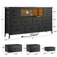 thumbnail image 3 of Laintene TV Stand Dresser for 60" TV, Long Dressers for Bedroom with LED and Power Outlet, Fabric Chest TV Stands for Living Room, PU Black, 3 of 8