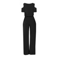 thumbnail image 4 of Baqcunre Jumpsuits for Women Short Sleeved Hollowed Out Off Shoulder Jumpsuit with Lace Up Jumpsuit Jumpsuits for Women Dressy One Piece Jumpsuits for Women, 4 of 5