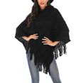 thumbnail image 5 of Women's Asymmetric Hem Poncho Sweater Pullover Shawl Knitted Winter Poncho Cape with Fringed Sides  Knitted Loose Batwing Sleeve Fashion Cape Sweater, 5 of 6