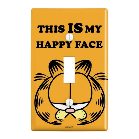 Garfield This IS My Happy Face Plastic Wall Decor Toggle Light Switch Plate Cover