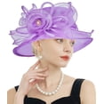 thumbnail image 1 of RZTA Sombrero de vestir de iglesia Kentucky Derby para mujer, ala ancha, flor de hoja, sombrero de despedida de soltera, 1 of 1