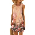 thumbnail image 2 of Dyegold Sundresses for Women Casual Beach - Summer Dresses Womens Round Neck Sleeveless Floral Print Shirt Mini Sun Dresses ​Hawaiian Beach ​Holiday ​Short Dresses, 2 of 5
