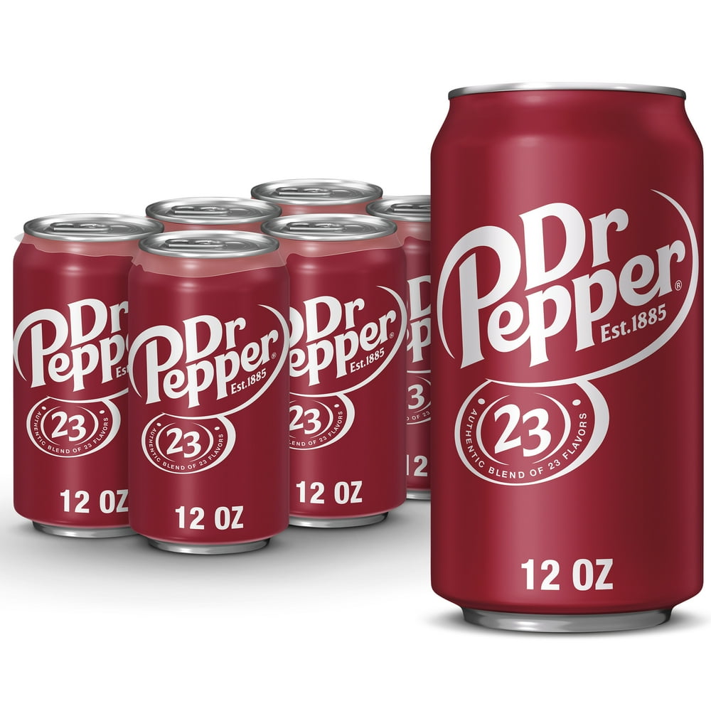 Dr Pepper Soda, 12 fl oz cans, 6 pack - Walmart.com - Walmart.com