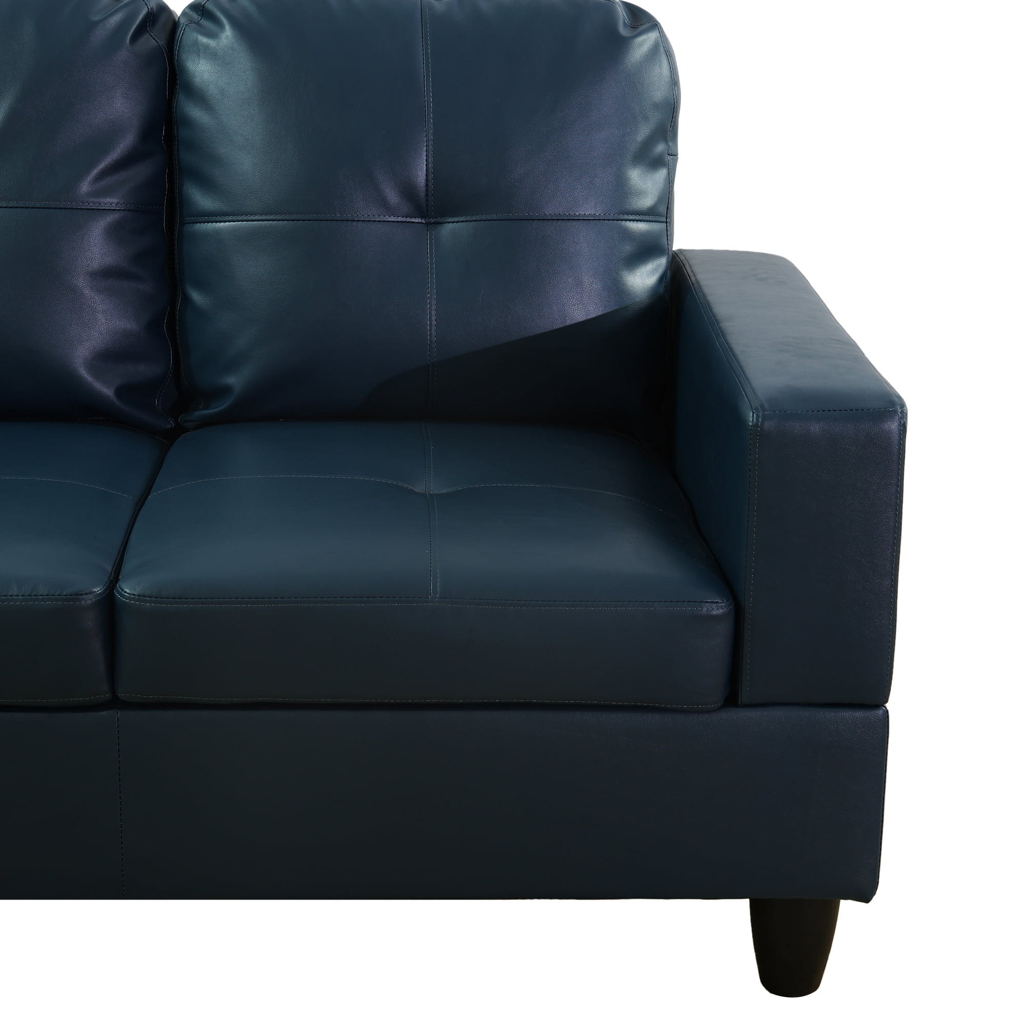 Hommoo L Shaped Sectional Couches and Sofas, 4-Seat Semi Semi PU Synthetic Leather Sectional Sofa Sets, Modern Living Room Furniture Sets, 17.5'' Back Height, Peacock Blue(No Ottoman)