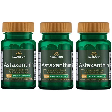 Swanson Astaxanthin - Maximum Strength 12 mg 30 Sgels 3 Pack