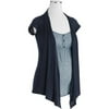Maternity Plus-Size Cardigan 2fer Top With Tab Details