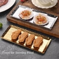 thumbnail image 6 of ABCISI Decorative Tray, Stainless Steel Serving Trays, Hammered Rectangular 9.8 x 4.3 Inch, Dessert Plates Reusable Fruit Stand for Living Room Kitchen Gold, 6 of 9