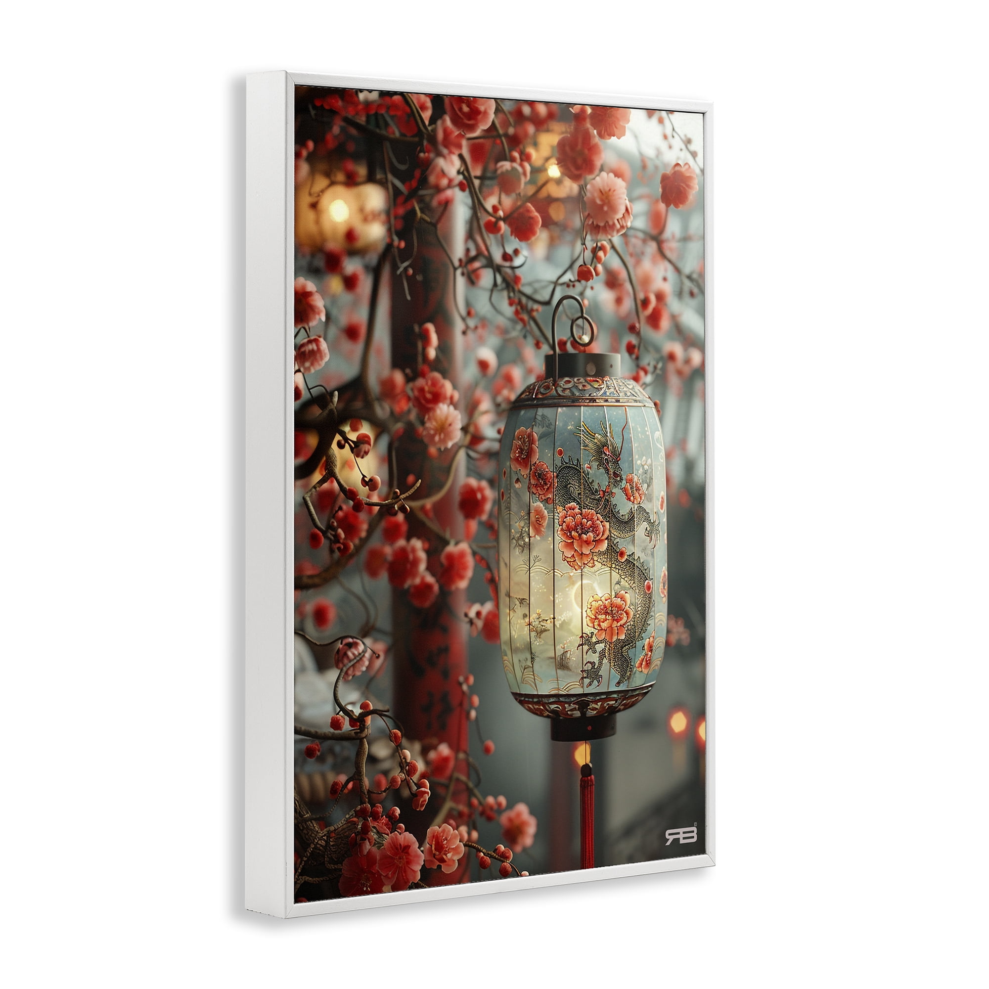 Stupell Industries Florals with Asian Motif Botanical & Floral Painting White Framed Art Print Wall Art, 12 x 18