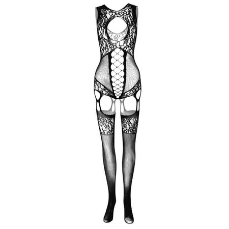 

Herrnalise Lingerie Women s Lingerie Sexy Hollow Out Perspective Suspender Mesh Stockings Jumpsuit Lingerie set