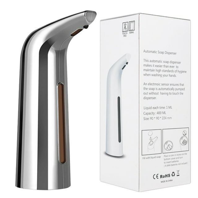 fashionhome Touchless Dispenser Infrared Sensor Hand Wash Dispenser Automatic Hand Washing Tool 400ml, Silver
