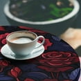 thumbnail image 3 of Ambesonne Floral Fitted Round Tablecloth, Roses and Petals Comics Vibe, 56"- 60" Diameter, Dark Coral and Violet Blue, 3 of 5