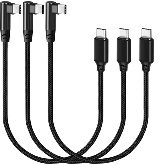 TianQiW Right Angle USB C to USB C Cable 30CM 3Pack, 90 Degree 60W PD Fast Charging Cord Compatible with Samsung Galaxy S22 S21 S20 Note 20 iPad Pro Pixel