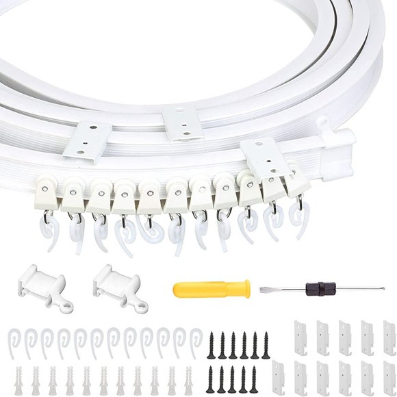 Juego de rieles curvos para cortinas de 5 m Riel flexible de acero de plástico en forma de U y L con juego de accesorios