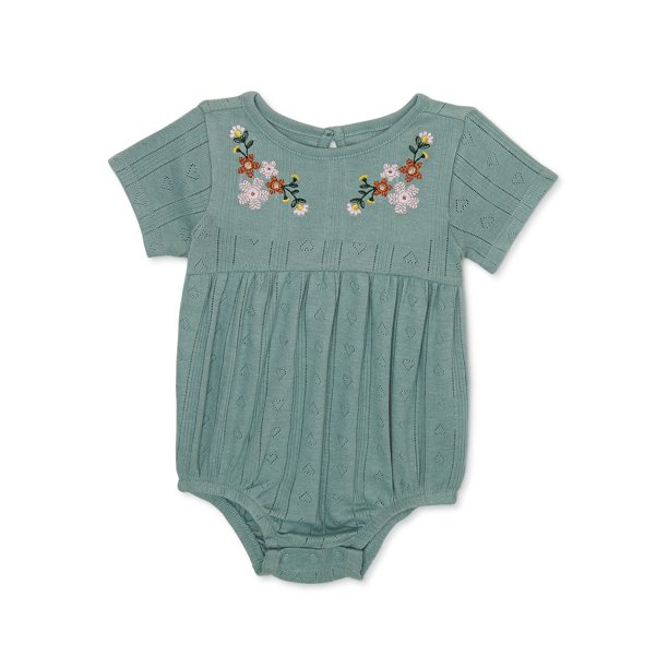 Garanimals Baby Girl Short Sleeve Pointelle Bodysuit, Sizes, 0/3M24M
