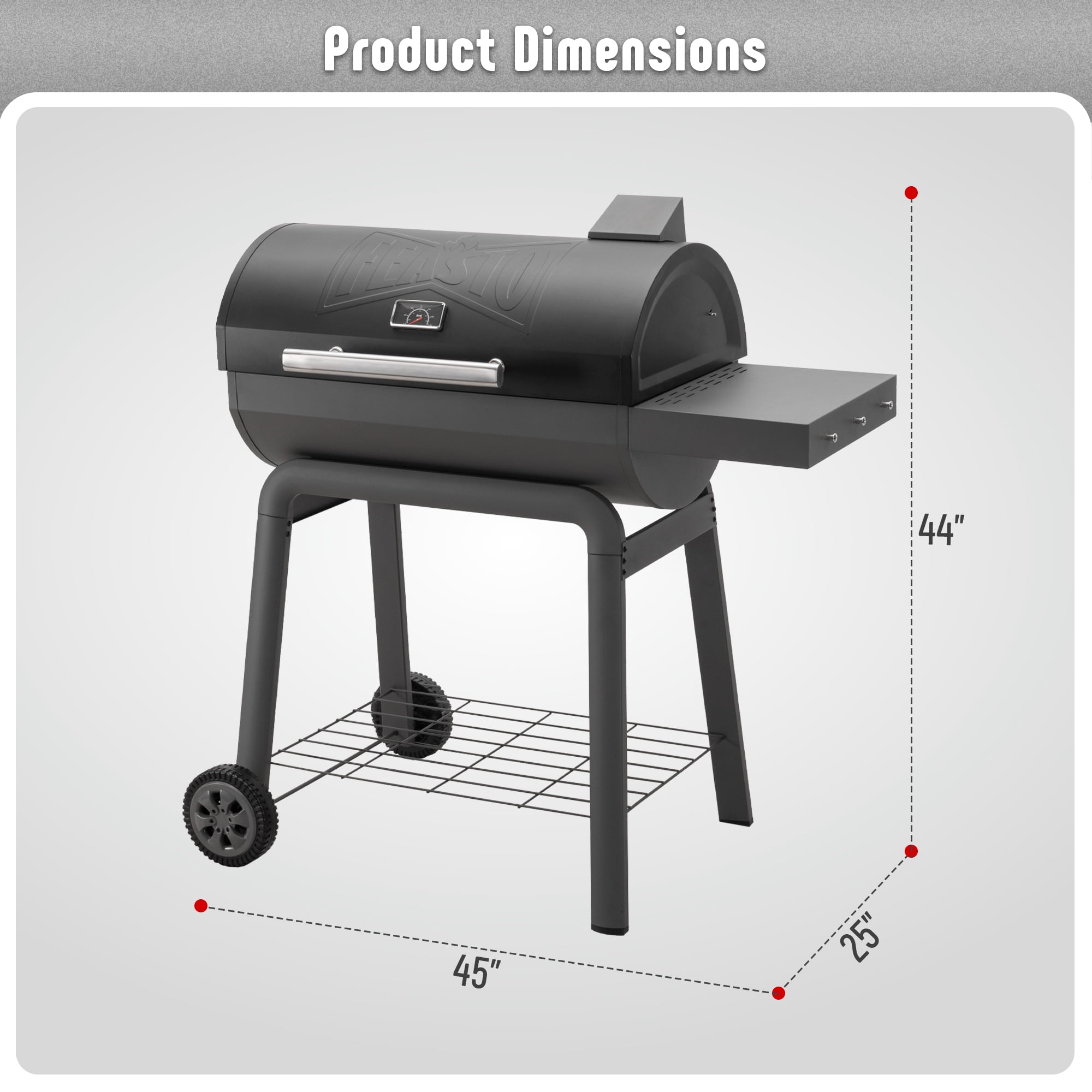 Feasto BBQ Charcoal Grill with Side Table, 30-In Heavy Duty Outdoor BBQ Grill with 647 Sq. In Cooking Area