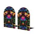 thumbnail image 2 of Picia Mexican Flower Traditional1 Pattern Wood Bookends for Shelves,Non-slip Bookends, Heavy Duty Wooden Bookend Support,1 Pair, 2 of 8