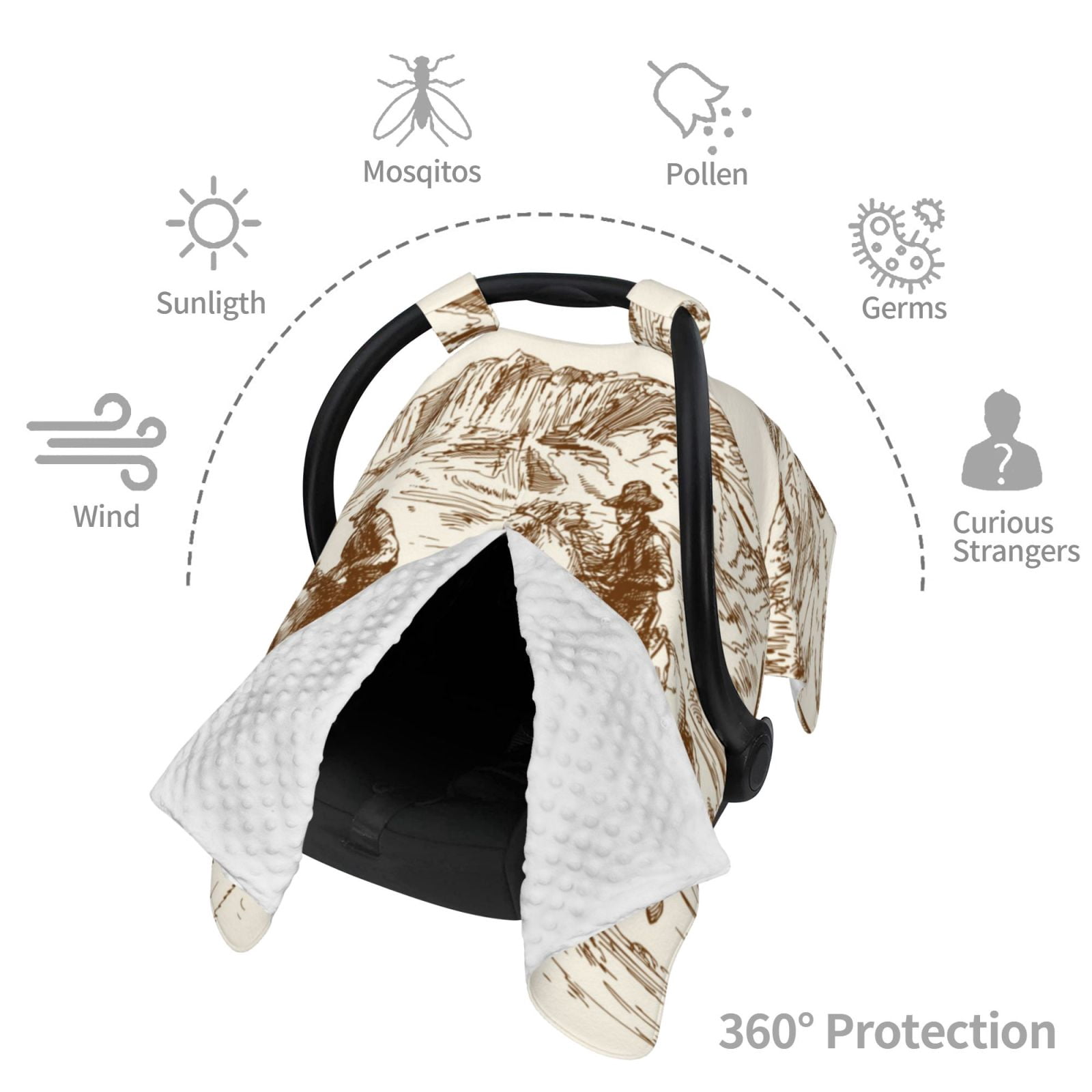 Car Seat Cover Baby - Western Desert Cowboys1 Breathable Infant Car Seat Cover for Baby Carseat, Lightweight Comfort Baby Essentials Must Haves Newborn Stuff for Girl Boy