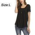 thumbnail image 2 of Womens V Neck Casual Blouse Button Down T Shirts Flare and Flowy Tops, 2 of 6