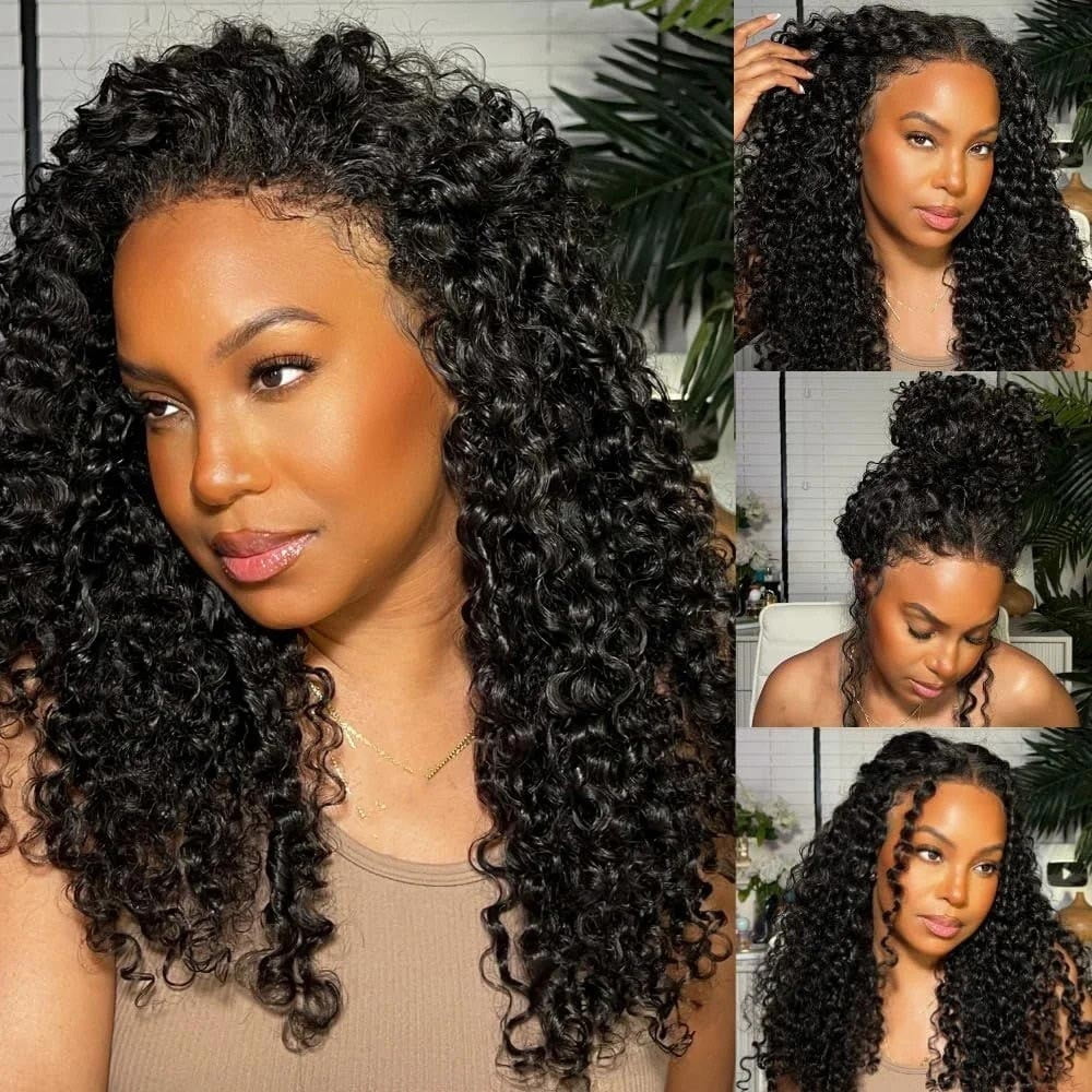 Brazilian Human Hair Pre Plucked Water Wave Side Part Lace Front Wigs
