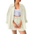 thumbnail image 4 of ReTeiv Women's Summer Two Piece Muslin Blouse Shirt And Shorts Clothes Two Piece Set Beach Outfit Set Two Piece Set Women, 4 of 4