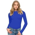 thumbnail image 3 of M&M SCRUBS Women's Long Sleeve Crop Tops Buttery Soft Y2K Baby Tee Super Stretch Casual, Workout Shorts T-Shirts (True Royal Blue, XX-Large), 3 of 6