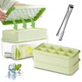 thumbnail image 1 of Bandejas para cubitos de hielo grandes, paquete de 2, de silicona de fácil liberación y cuadradas enormes de 2 pulgadas, 8 bandejas para cubitos de hielo con tapa extraíble resistente a derrames, sin, 1 of 5