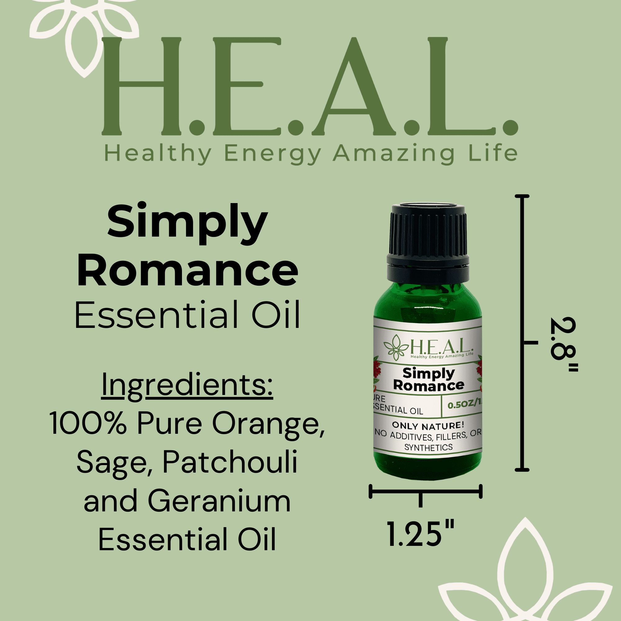 H.E.A.L. Essential Oil Gift Set with Romantic Aromatherapy Blends, 3 Pack