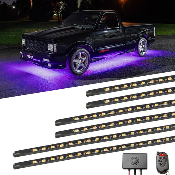 LEDGlow 6pc Purple Flexible LED Slimline Truck Underbody Underglow Lighting Kit