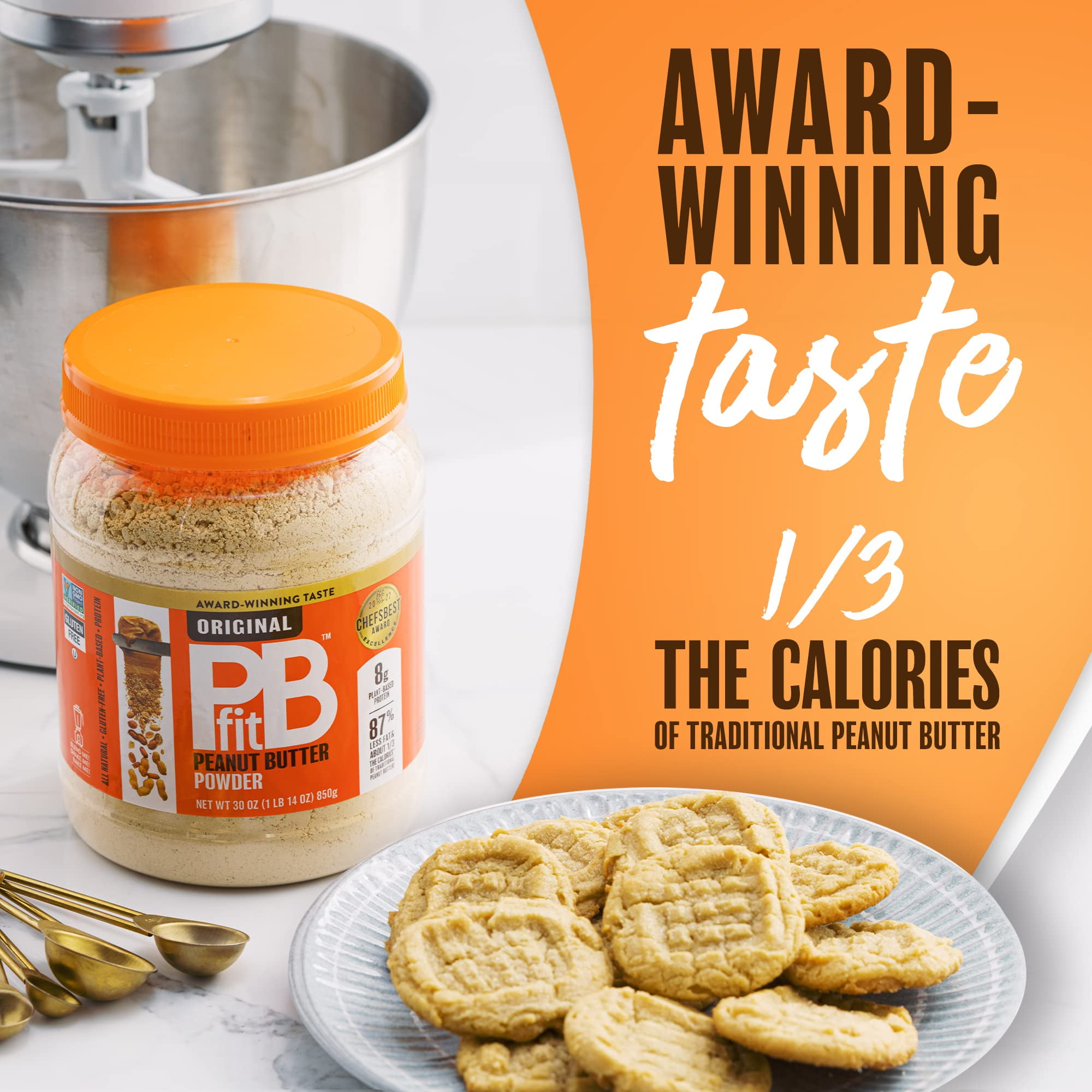 PBfit All-Natural Peanut Butter Powder, Powdered Peanut Spread From Real Roasted Pressed Peanuts, 8g of Protein, 30 Ounce (Pack of 1)