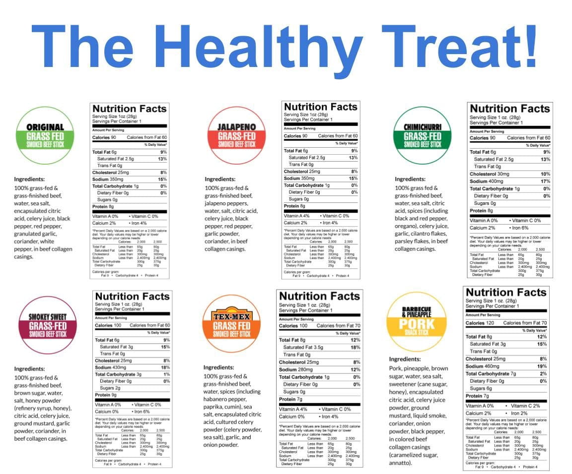 12 Flavor Variety Meat Sticks. No Added Nitrates, Gluten, Soy, MSG, Dairy, Nuts. 8 Grass-fed Beef Flavors, 3 Free-range Turkey Flavors & 1 Natural Pork Flavor (1 of Each, 12-cnt, 1-oz Stick)