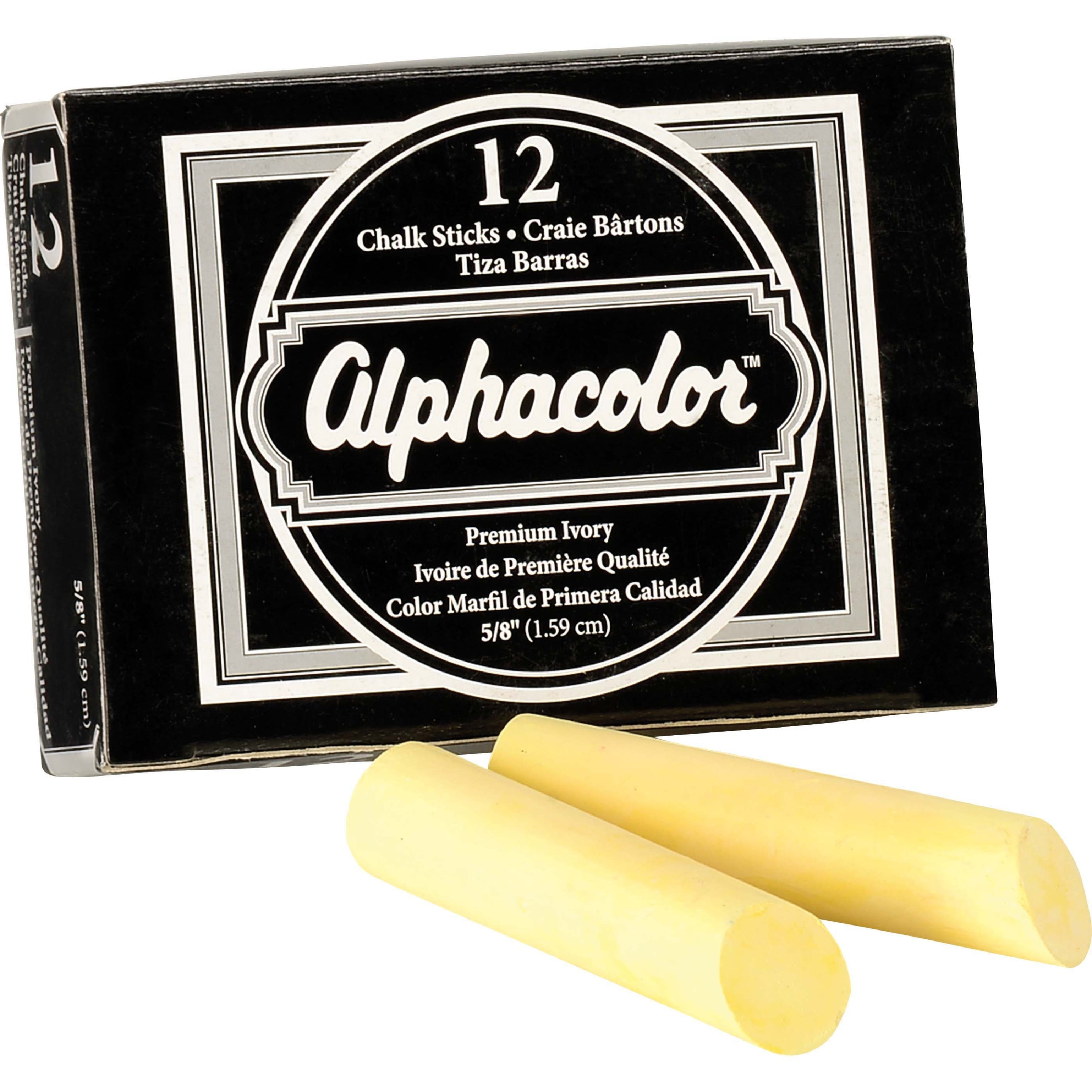 Alphacolor�� Chalk Sticks, Premium Ivory, 5/8' Diameter, 12/Box