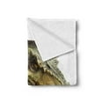 thumbnail image 2 of Dinosaur Soft Flannel Fleece Blanket, Dangerous Dinosaur Tears up the Paper Wall Image Scary Break Scenery, Cozy Plush for Indoor and Outdoor Use, 60" x 80", Green Army Green White, by Ambesonne, 2 of 5