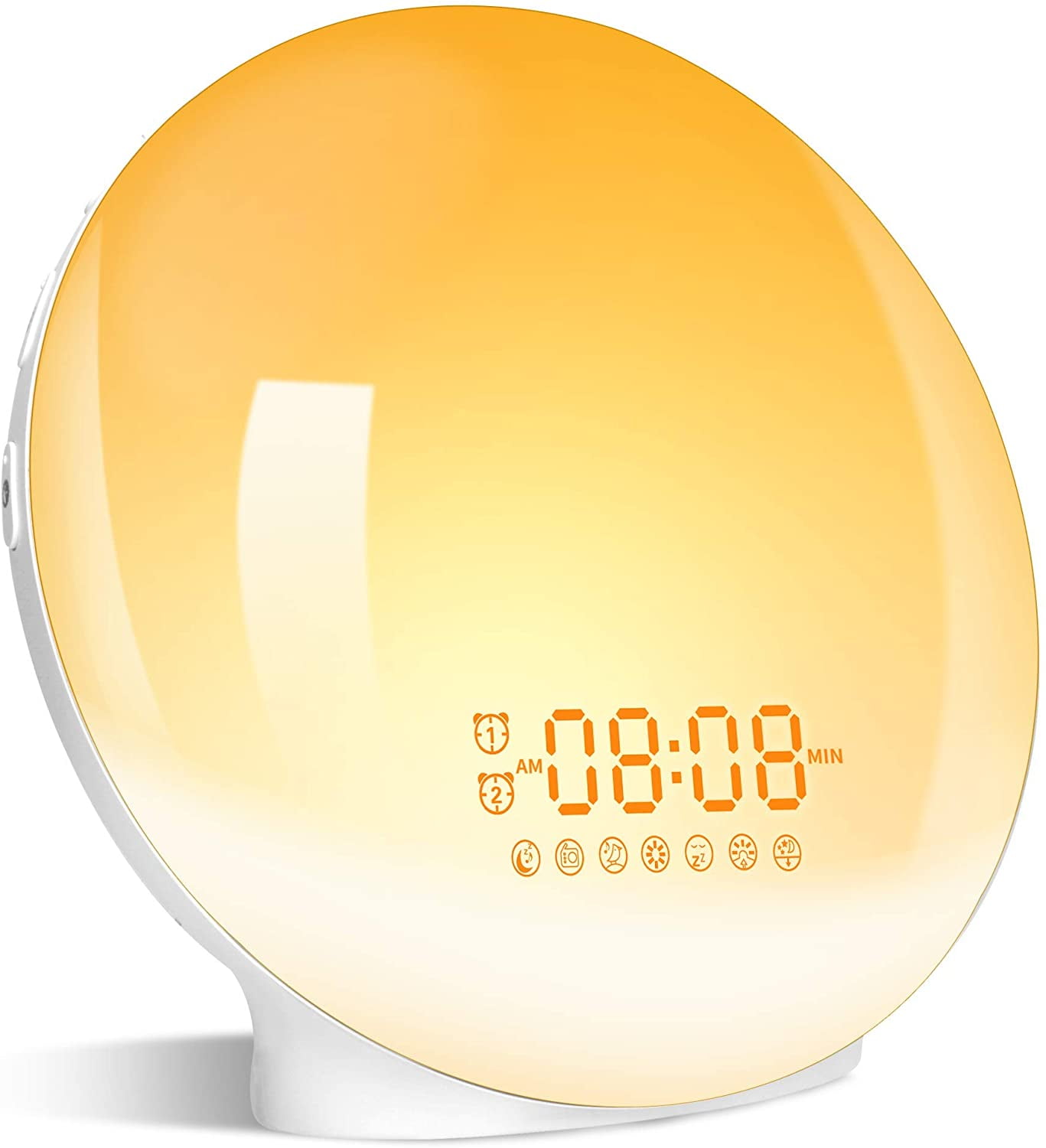 7 Nature Sounds & Snooze 7 Colors Night Light Dual Alarms with FM Radio Sunrise Alarm Clock Wake Up Light with Sunrise/Sunset Simulation Bedroom Digital Alarm Clock for Heavy Sleepers Adults Kids 