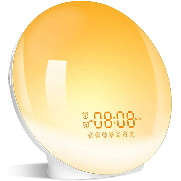 Wake- Up Light, LBell Colored Night Light/Sunrise Simulation & Sleep Aid, Dual Clock with FM Radio, 7 Natural Sounds and Snooze for Kids Adults Light - Walmart.com