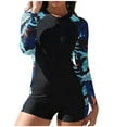 thumbnail image 4 of Sakmal Rash Guards Womens One Piece Swimsuits Long Sleeve Slimming Training Bathing Suit Green Summer Crew Neck Ladies Swimsuit L, 4 of 5